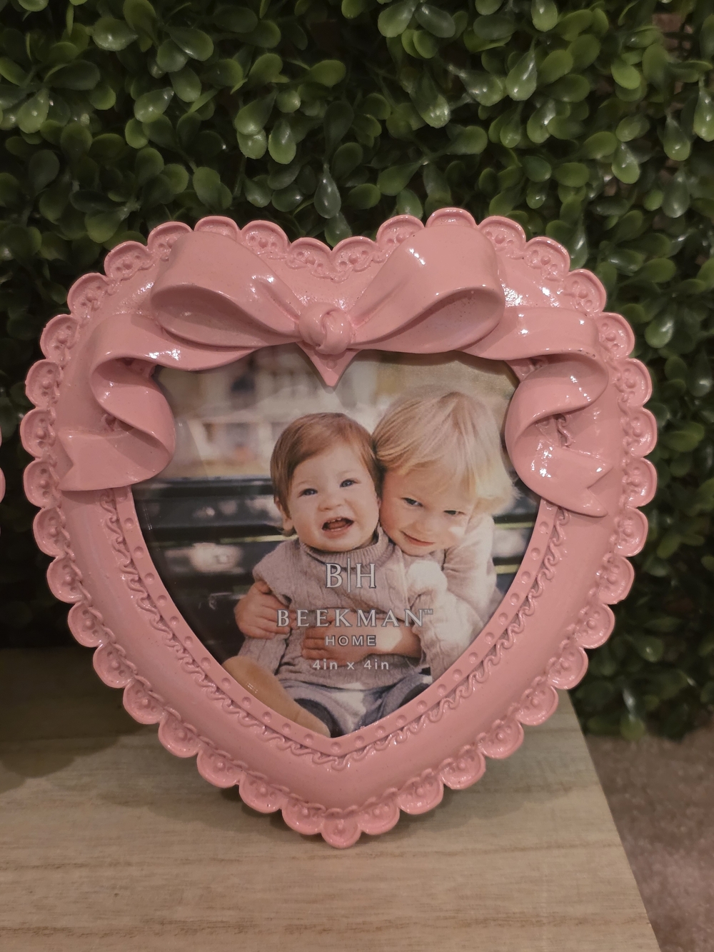 Pink Heart Picture Frame with Decorative Bow